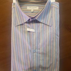 Ted Baker Striped Button-Down Shirt, Multicolored, Size 3